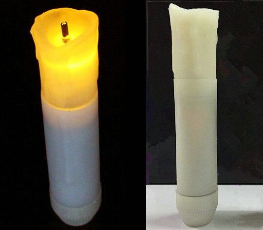 mini Battery powerd 4.5"(H) Burnt wick melted dipped candle Drip Ivory LED Taper tealight Wedding Home Church Party Decor-10.6CM