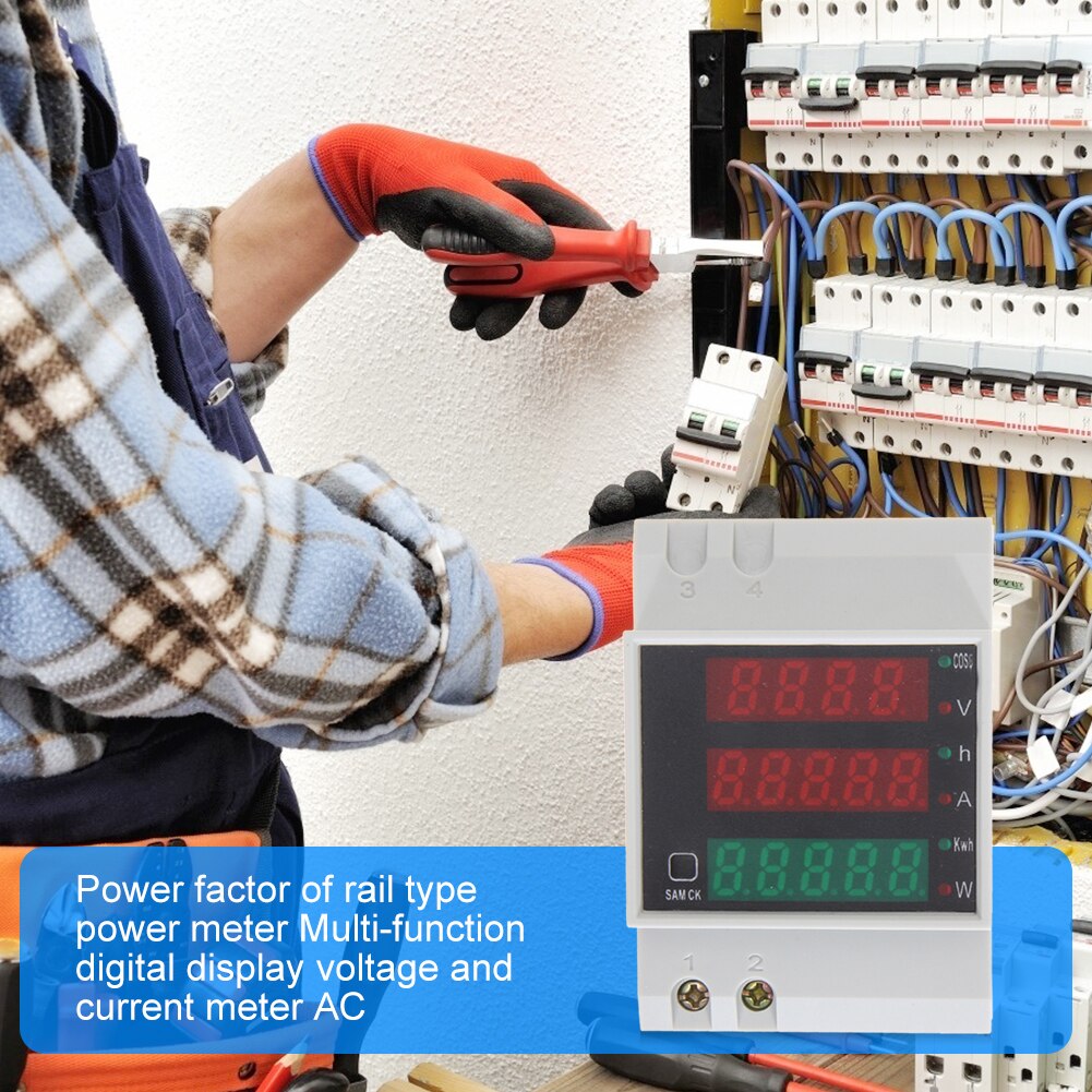 D52-2047 Din Rail Ampèremeter Voltmeter Spanning Test Carrying Actieve Power Factor Tijd Energie Lichtgewicht Gadgets