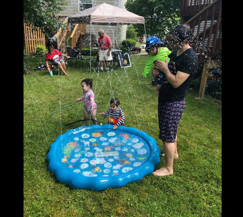 Colchoneta redonda de verano de 170cm, inflable para niños, juegos de animales, juegos de agua, Agua pulverizada de jardín, cojín rociador, almohadilla de juguete para bebé