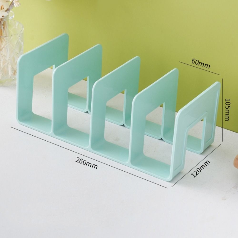 File Organizer Display Desktop Bookends 4 Grid Sturdy Divider Book Stand Bookshelf Simple Desk File Sorter Student: plum