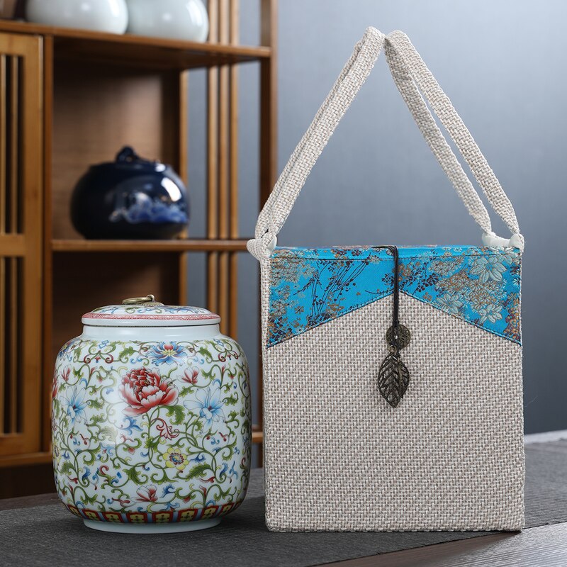 White Ceramic Tea Pot with Lid Home Moisture-proof Tea Bag Storage Box Retro Living Room Decoration Coffee Table Accessories