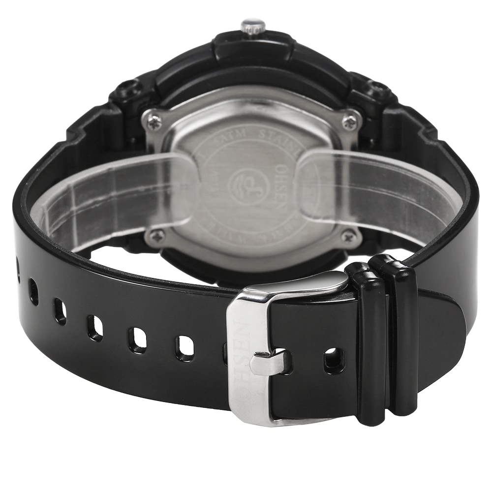 Ohsen digitaal quartz kinderhorloge voor meisjes, waterdicht, outdoor sporthorloge voor jongens, zwart siliconen dameshorloge