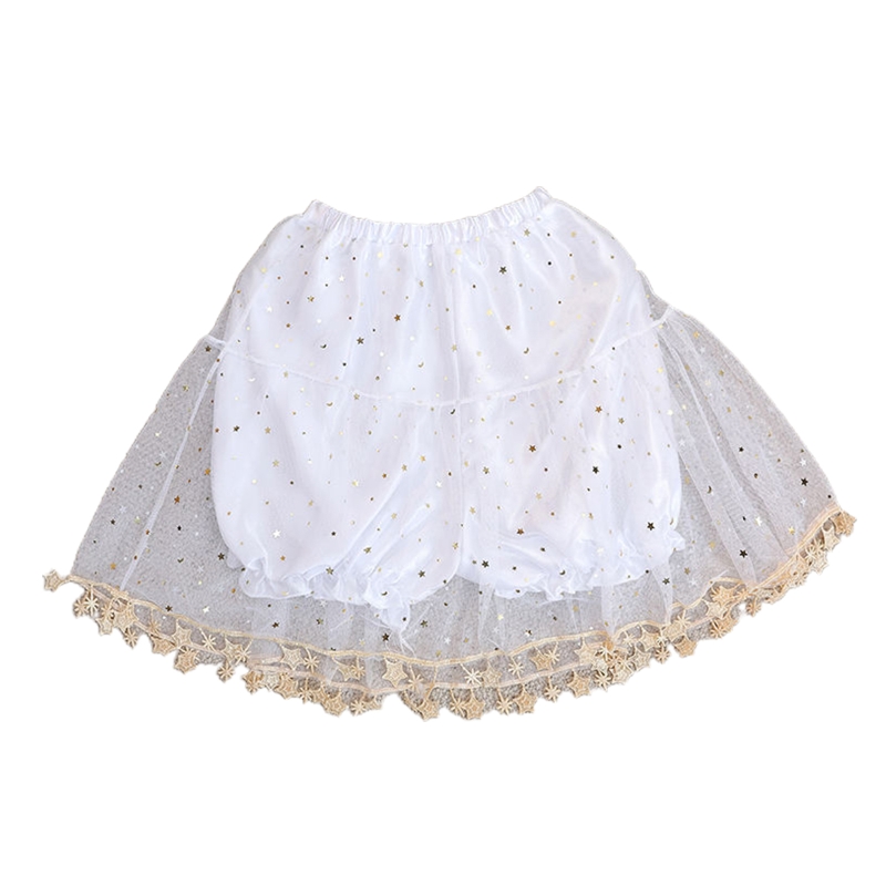 Women Petticoat Pant Pettipants Short Half Slips Underskirt with Star Tassel 17 In for Lolita Cosplay Vintage Party: champagne gold
