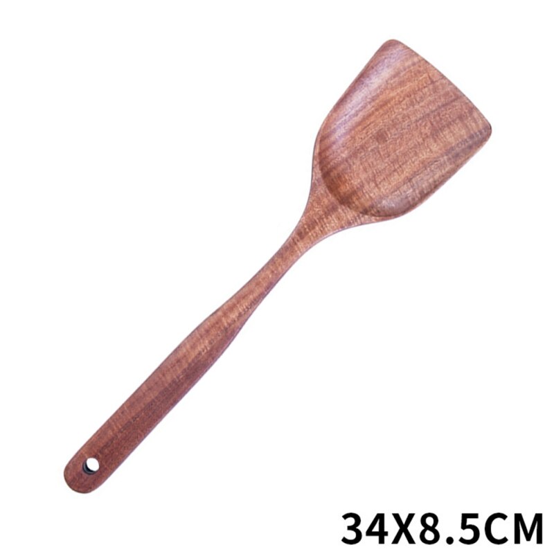 Eenvoudige Effen Teak Hout Spatel Rijst Scoop Met Opknoping Gat Unpainted Hand Wok Schop Keuken Accessoires Koken Tool: G