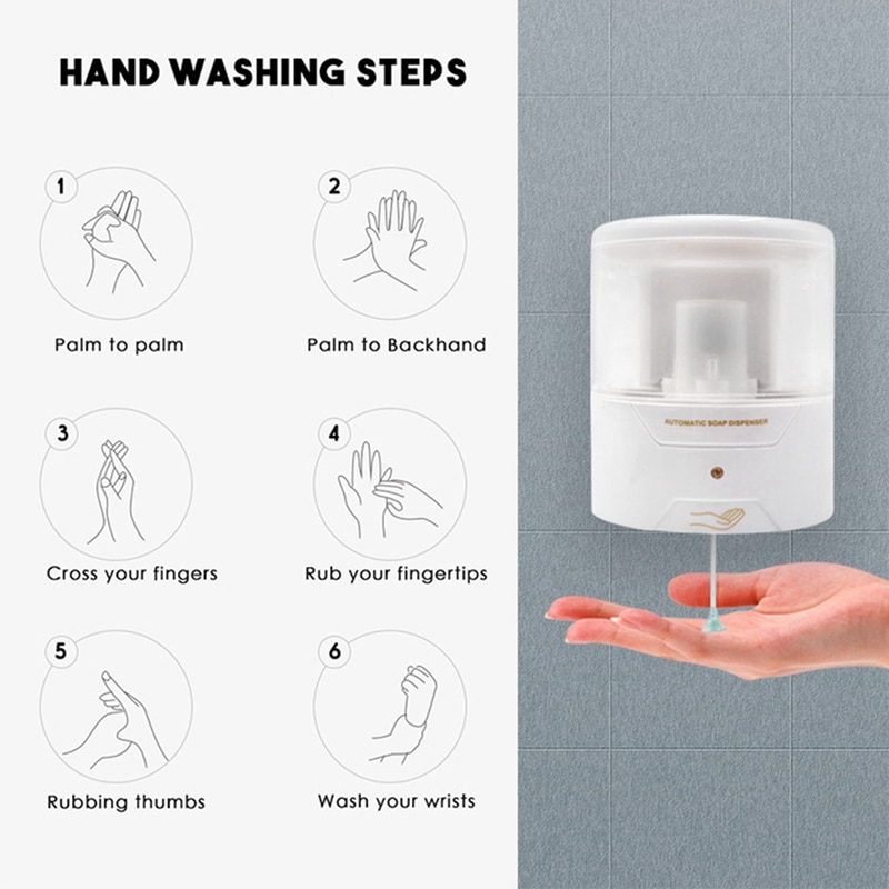 Automatic Soap Dispenser Wall Mount, Dispenser 600Ml Gel/Liquid Touchless Hand Soap Dispenser for Home School Office