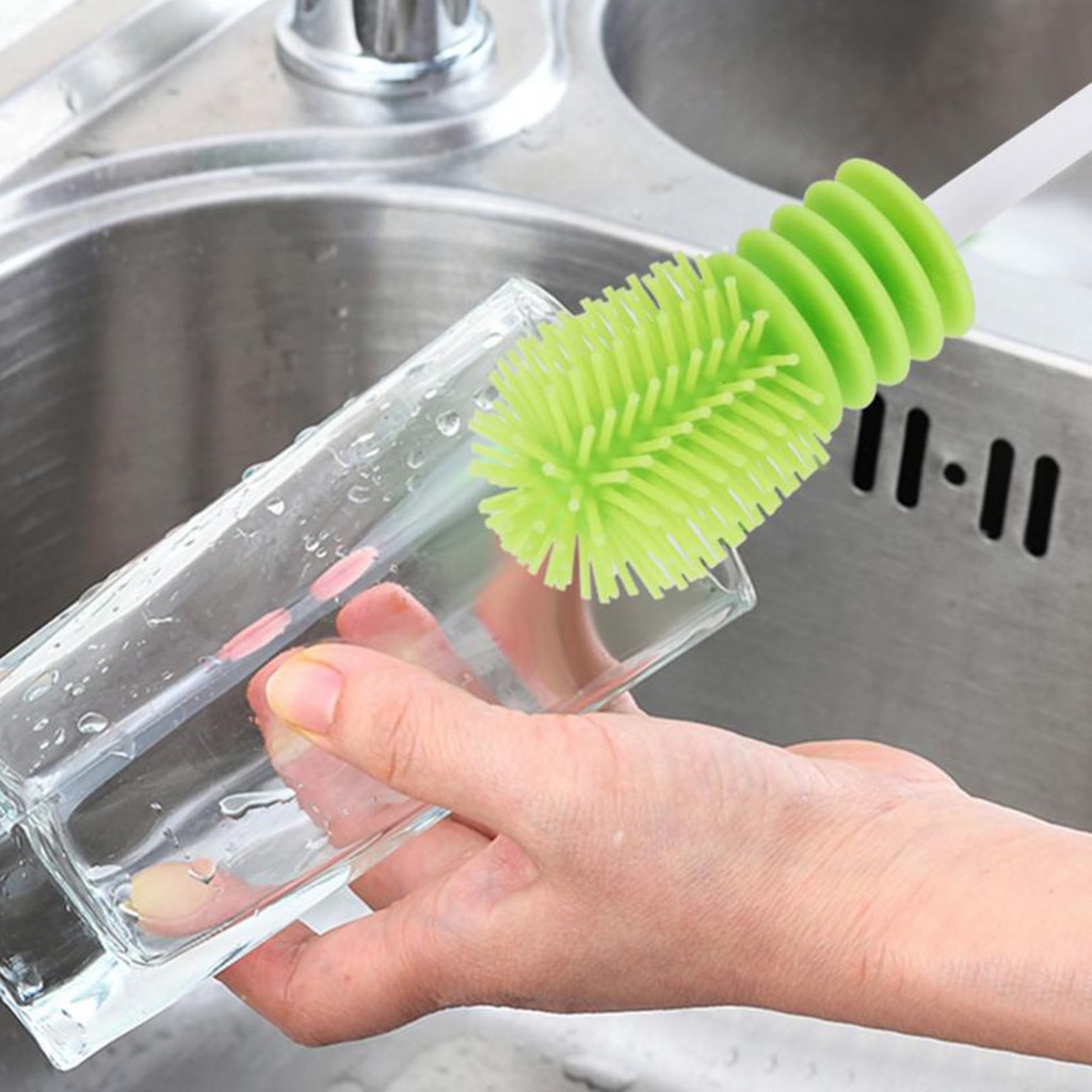 Limpiador de cocina de silicona para limpieza de botellas, cepillos de limpieza, cepillos de limpieza, cepillos de vidrio # Y5