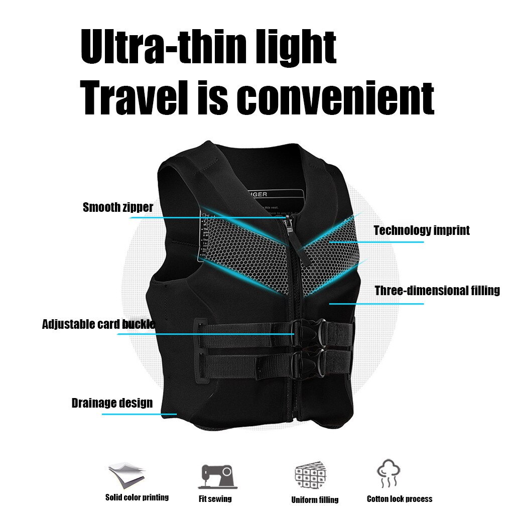 Adult Adjustable Jacket Aid Life Vest Kayak Buoyancy Fishing Ski Boat Watersport Swimming Boating Beach Jacket Vest Safety Vests