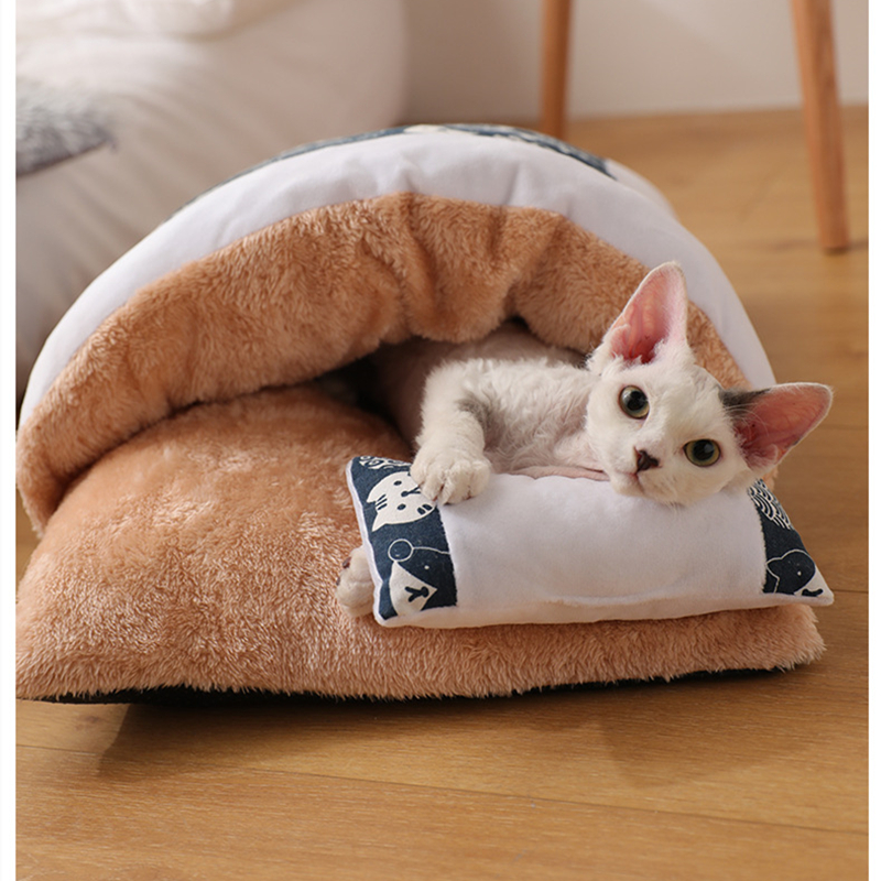 Waschbar Winter Warme Katze Bett Haus Nette Lustige Kleine Haustier Bett Decke Schlafsack Japanischen Stil Tiere Schlafen Sofa Tasche