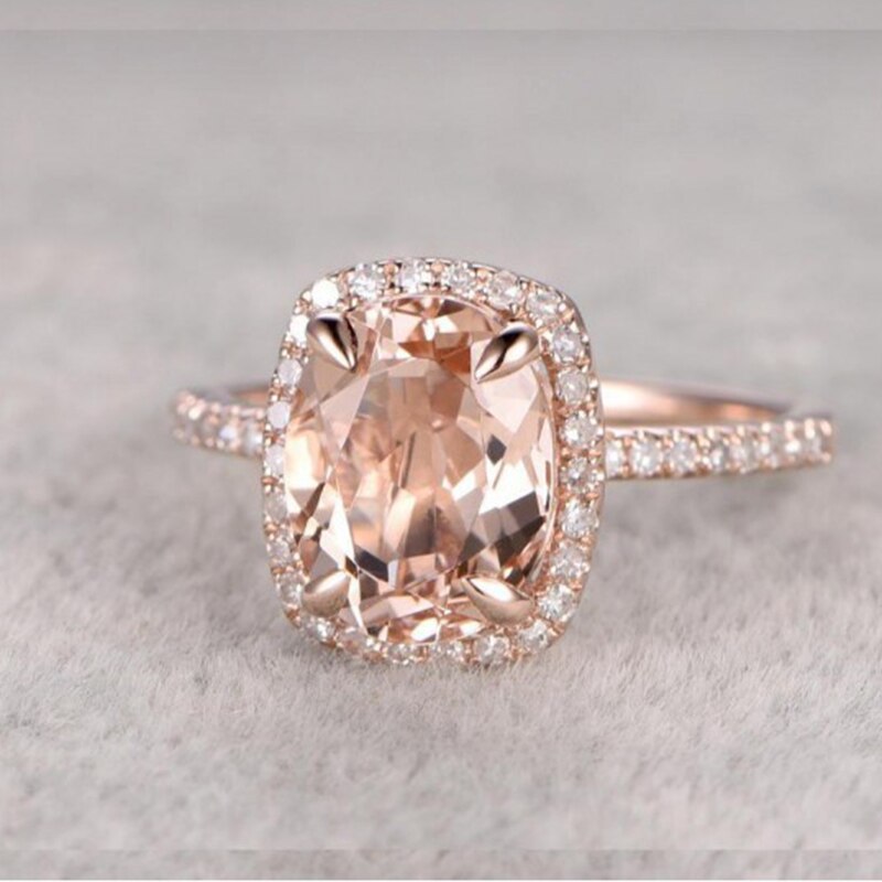 Luxe Champagne Crystal Wedding Ring Rose Goud Kleur Zirconia Engagement Rings Voor Vrouwen Femme Sieraden: 10