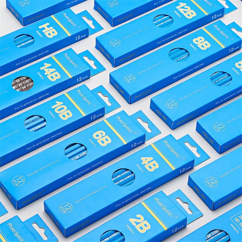 12 pcs/box pencil 2B to 14B Full range of art pencils student painting pen sketch pen wooden charcoal pencil