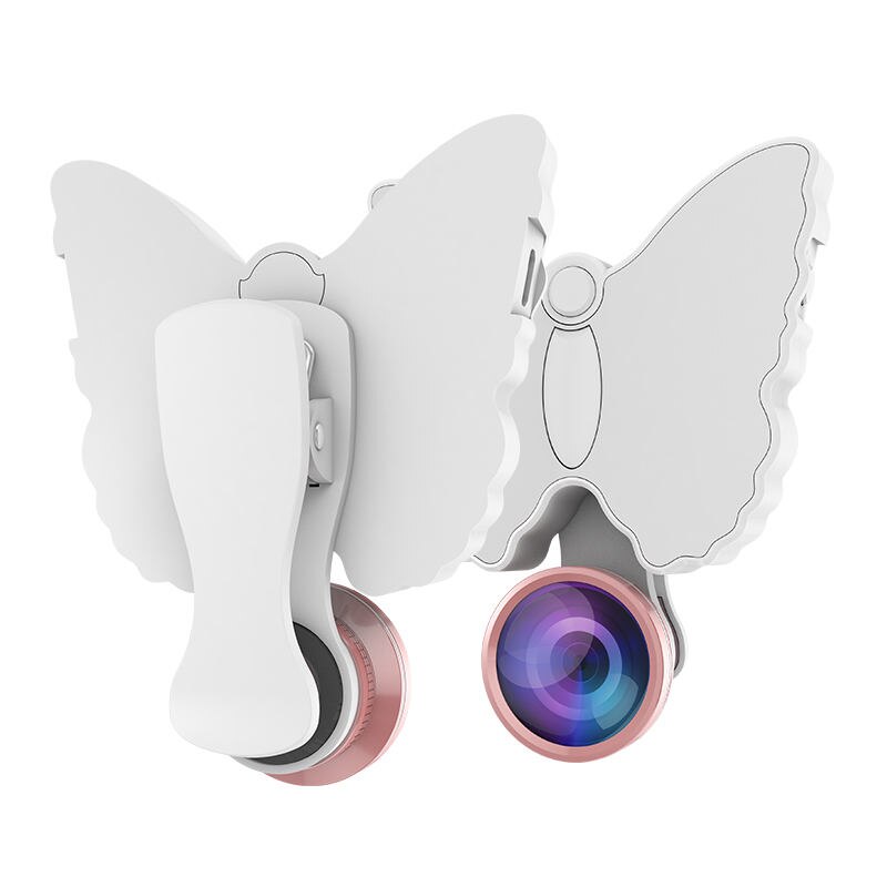 Verschönerungs-set für iphones: led-selfie-ringlicht mit blitz, 4k hd-weitwinkel- und  + 50x makro-/fisheye-kameras: Weiß