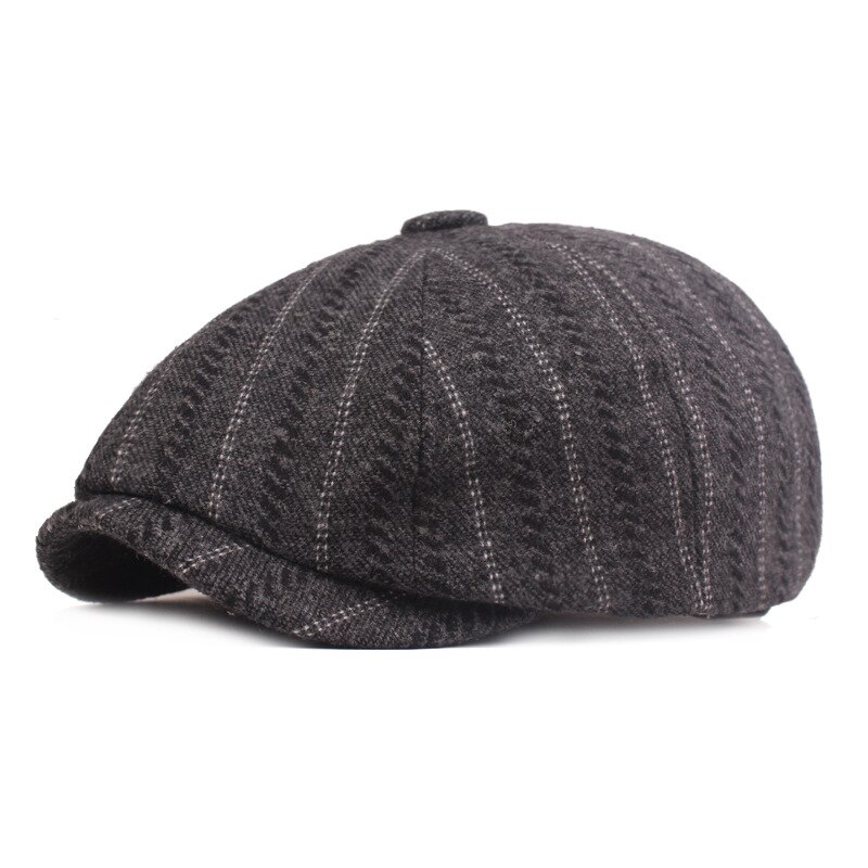 Men&#39;s Newsboy Cap Vintage White Stripe Octagonal Hat Spring Autumn Men&#39;s Brand Caps Wool Men Women Driver Cap Beret Male BLM400: Gray
