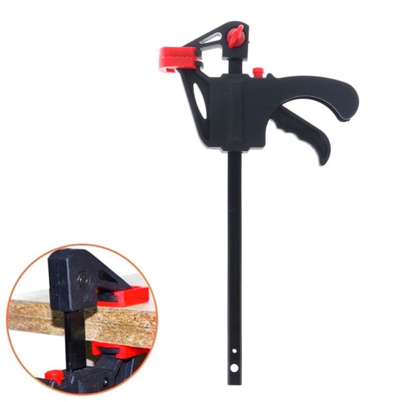 Hand Wood Working Spreader 4 Inch Clip Kit Quick Ratchet Release F Clamp Speed Squeeze Work Bar Clamp Adjustable Gadget Tool DIY
