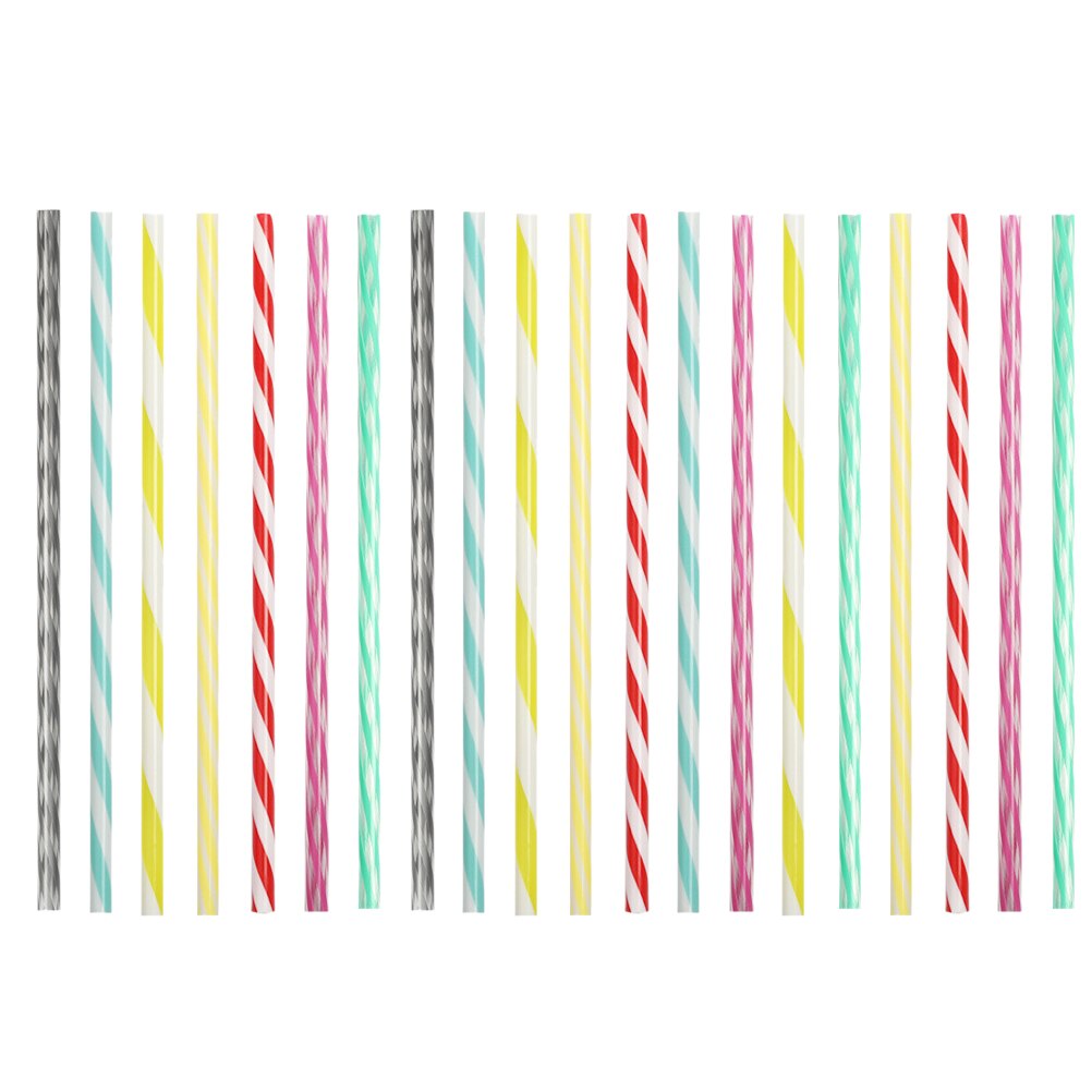 20 Stuks Rietjes Herbruikbare Smoothie Rietjes Streep Party Rietjes: Default Title