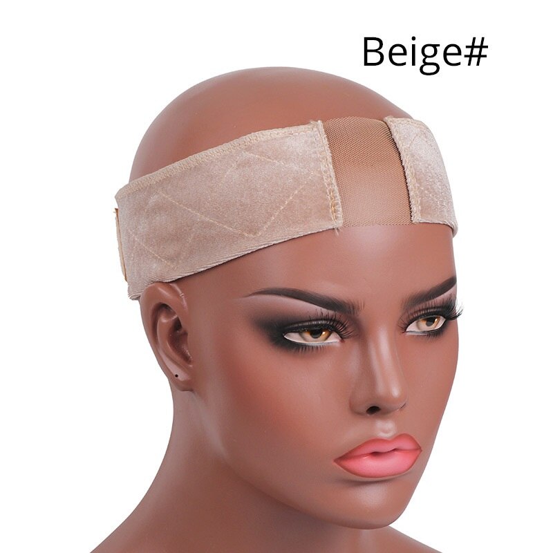 Kant Pruik Grip Hoofdband, Hand Made Antislip Hoofd Band, Pruik Cap Haarband, pruik Hoofdband Met Kant Mesh Verstelbare Bandjes: Beige