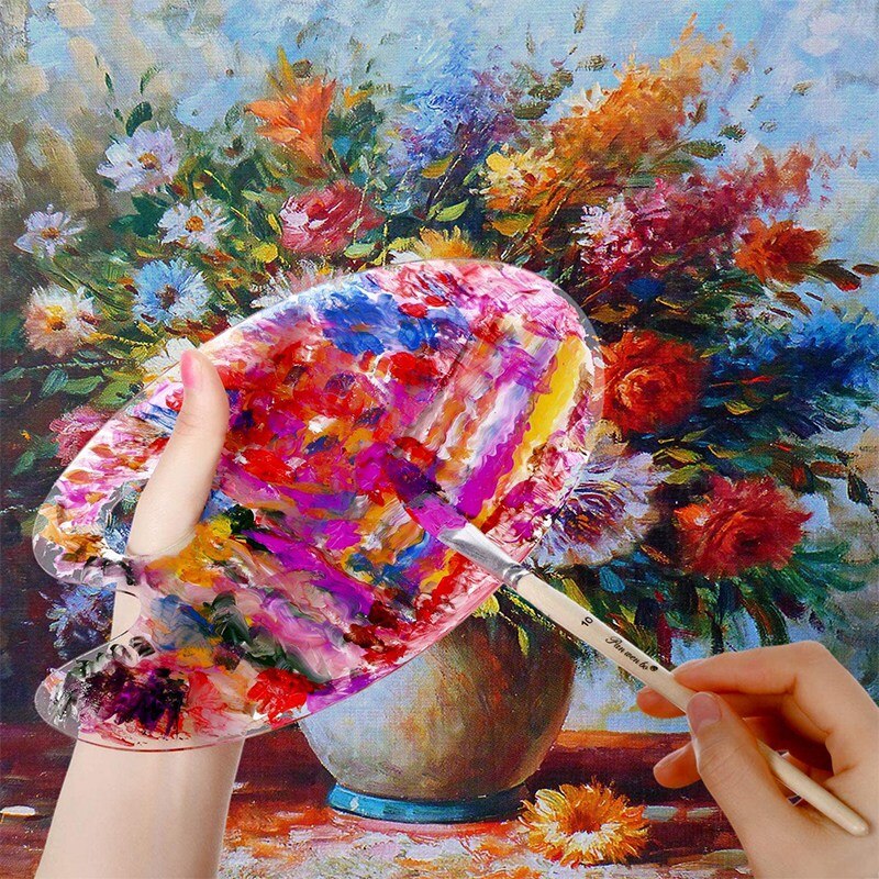 4 Stuks Acryl Verf Palet Ovale Verf Palet Art Palet Voor Diy Art Craft Schilderen, 2 Maten, 11.8X7.9 In,10X6 In