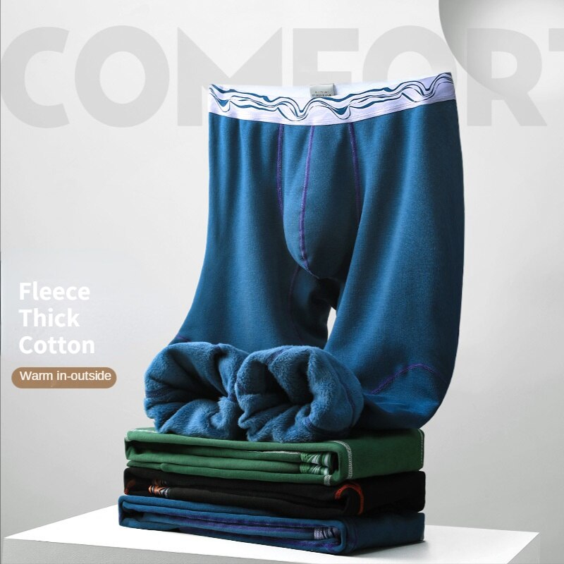 Ropa interior térmica para hombre, abrigo cálido de lana merina y algodón, Calzoncillos largos para Gay, Invierno