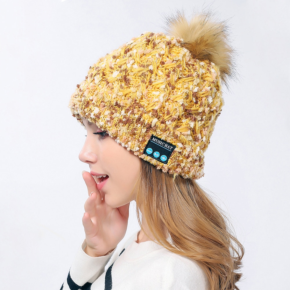 Bluetooth-Compatibel 4.2 Beanie Hoed Pom Pom Winter Knit Muziek Hoed Cap Draadloze Hoofdtelefoon Hoed Verjaardag Kerstcadeaus