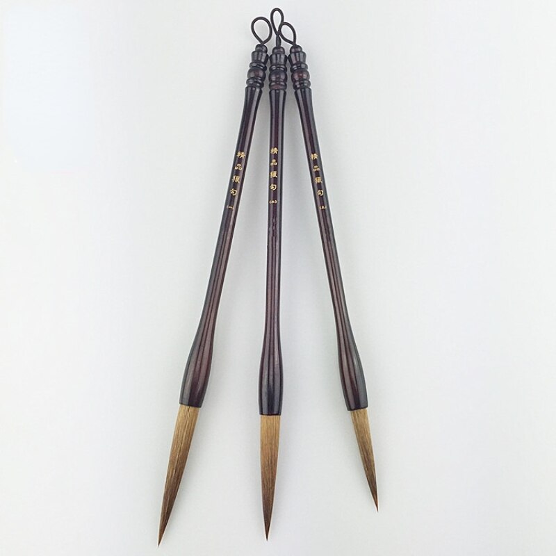 Chinese Huzhou Calligraphy Pen Long Weasel Hair Brush Pen Regular Script Running Cursive Chinese Painting Outline Writing Brush