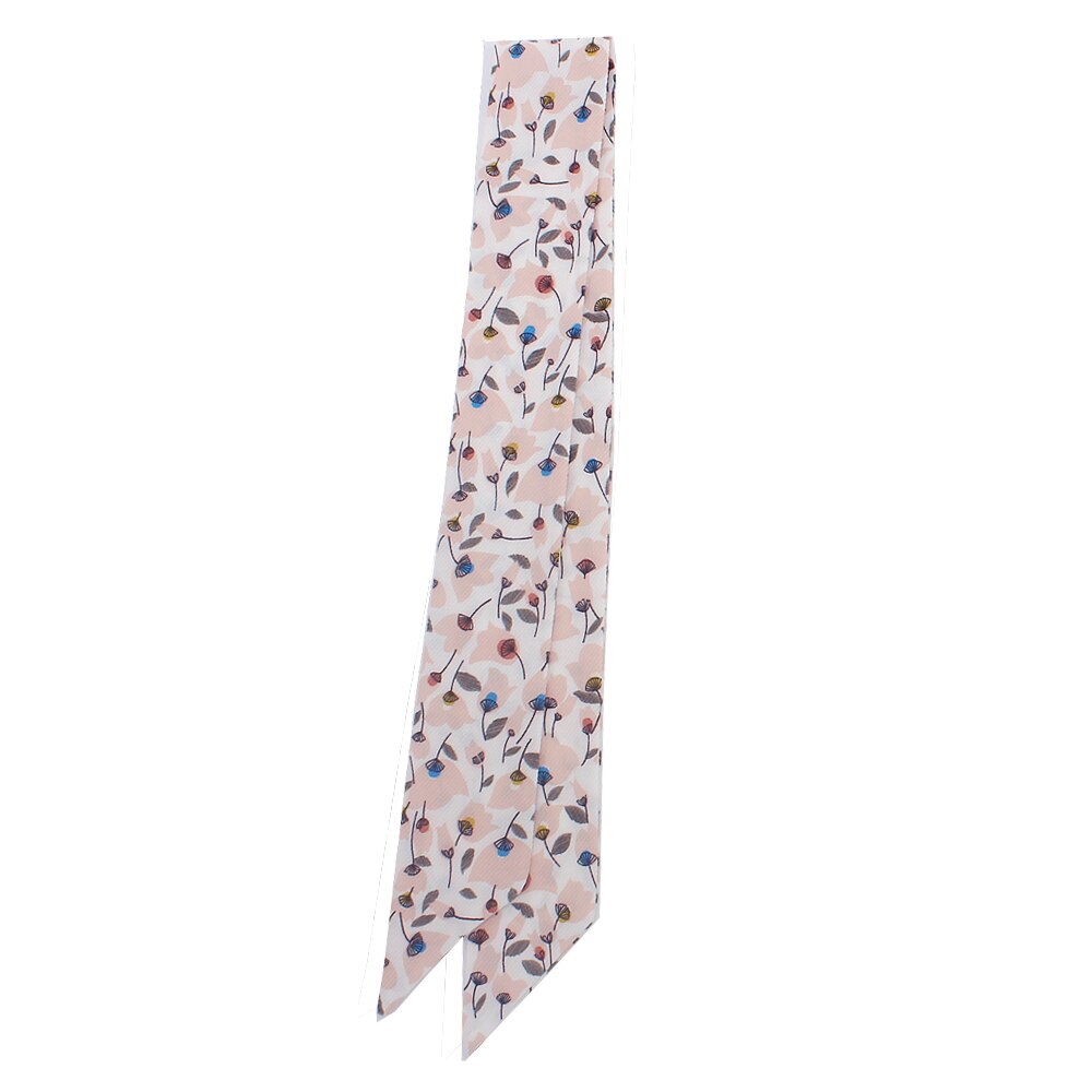 90cm*5cm lange små blomsterprint tynde tørklæde luksus mærke blomster silke tørklæde kvinder taske hoved tørklæder til damer slips: Lyserød
