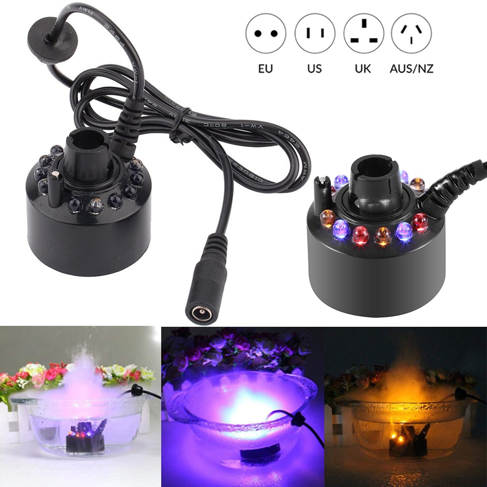 Ultrasonic Mist Maker 12 LED Fish Tank Mist Maker Forger Atomizer Humidifier For Aquarium Decoration AU/EU/US/UK Plug D30