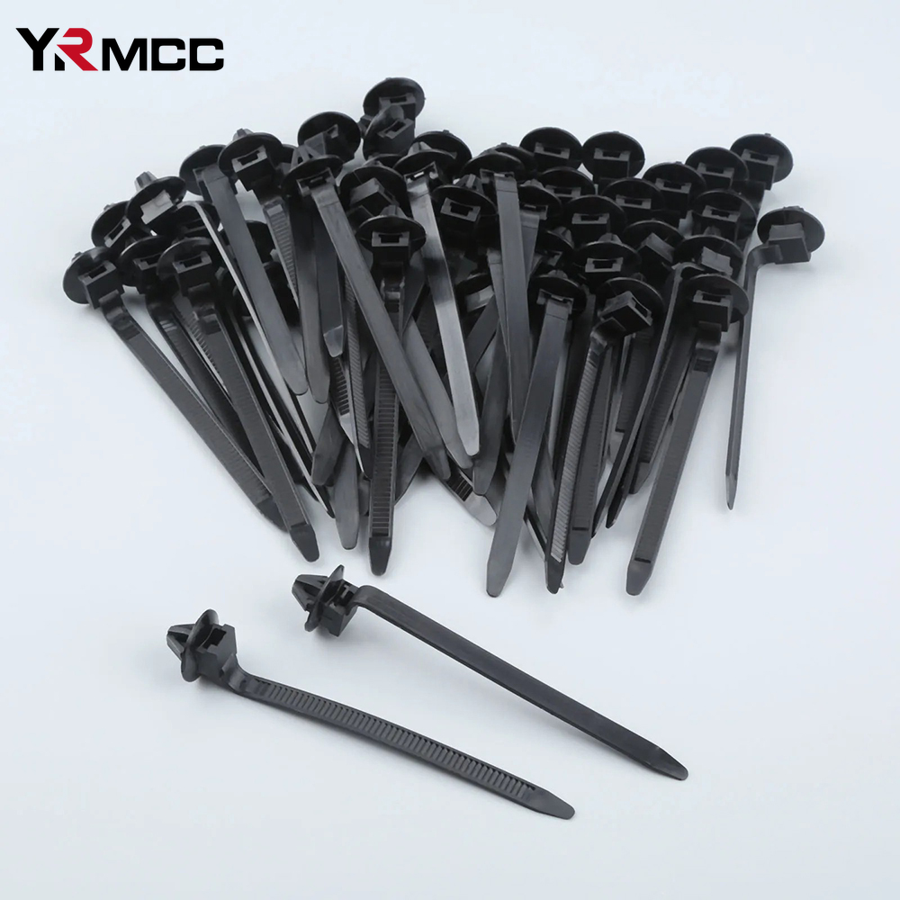 100 SZTUK Opaski kablowe Nylon samochodowy Czarny Push Mount Wiązka przewodów Zapięcie Zaciski kablowe Zarządzanie opaskami kablowymi Organizery przewodów samochodowych