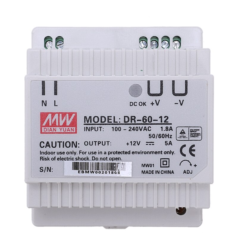 Din Rail Voeding 60W 12V Ac Dc Converter Dr-60-12 Voeding 12V 60W Goede