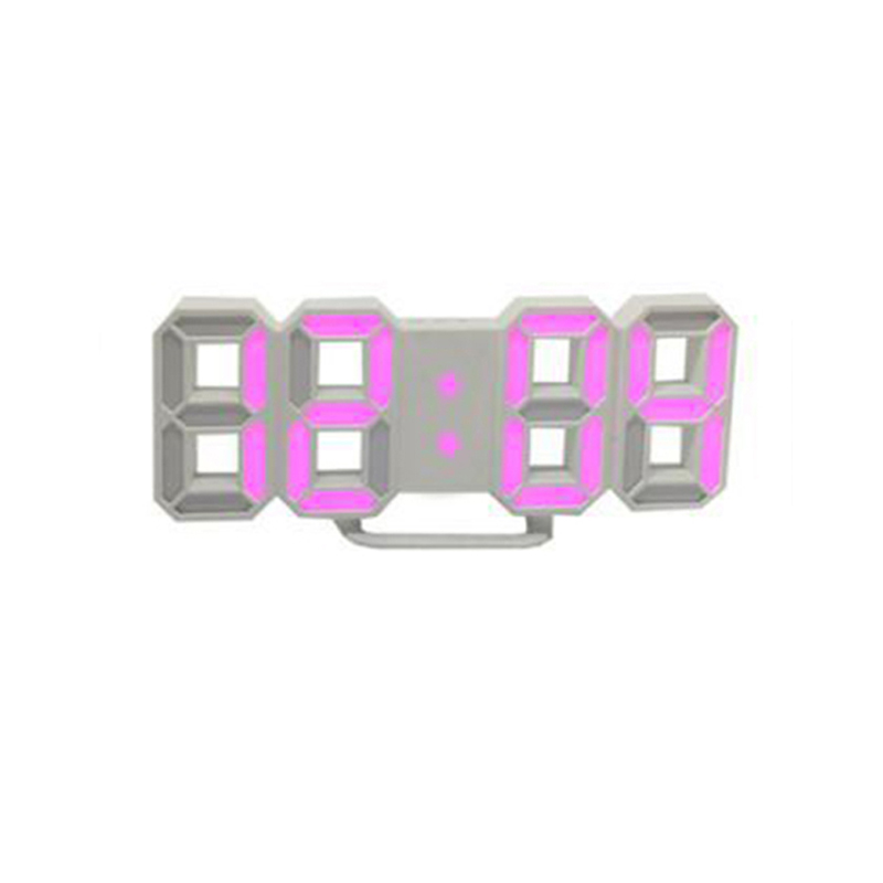 1Pcs 3D Led Digitale Klok Snooze Slaapkamer Bureau Alarm Elektronische Klok Usb Opknoping Wandklok Kalender Thermometer Voor Thuis decor: Pink