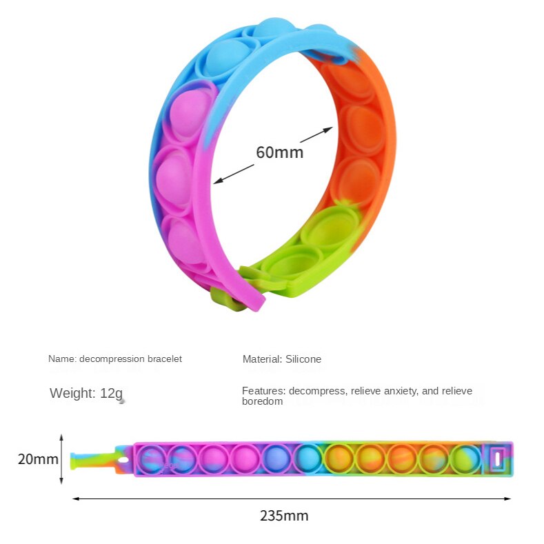 Pops bubble jego fidget proste dołek rainbow silikonowa bransoletka zabawka anty stres releif lęk sensory dla adhd autyzm dzieci