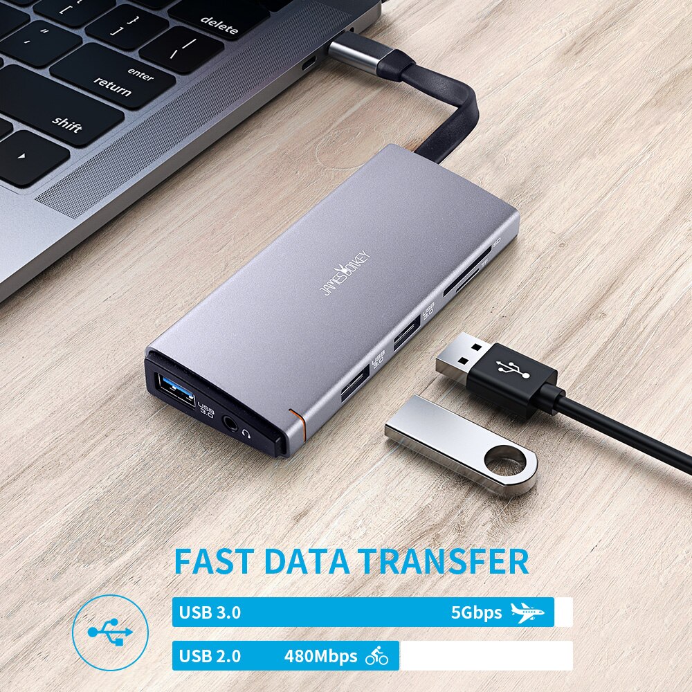 Original Syllable 10 in 1 USB-C Docking Station Type-C Hub Multifunction Adapter PD Fast Charging USB 3.0 TF/SD Card Reader