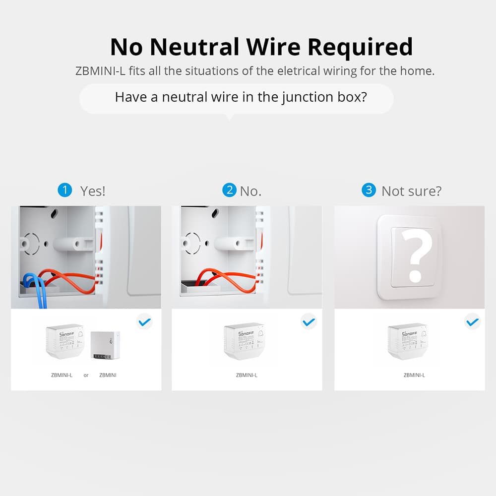 Sonoff zb mini-l – kein neutralleiter erforderlich – smart-home-zigbee- 2- -funk-wechselschalter, kompatibel mit der ewelink-app, alexa, google und alice