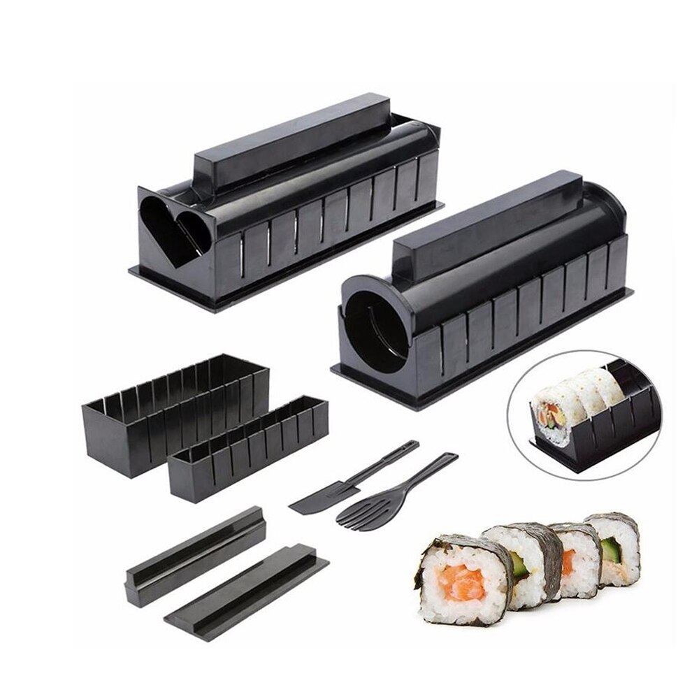 10Pcs/Set DIY Sushi Maker Kit Roll Sushi Maker Rice Roll Mold Kitchen Sushi Tools Multifunctional Mould Making Sushi Tools