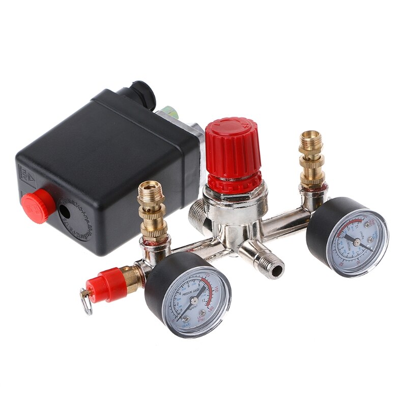 Heavy Duty Air Compressor Pump Pressure Control Switch + Regulator Valve Gauges MOLC