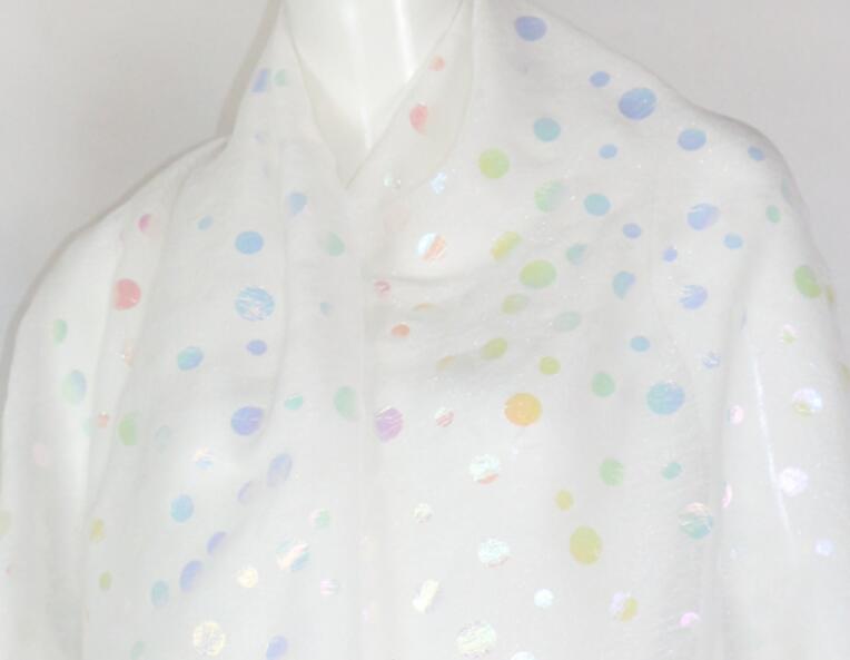 Cosplay Shimmer Chiffon Dress Fabric Lasering Colorful Fabric Magic shiny Fabric Bronzing costume dress fabric DIY: A-White