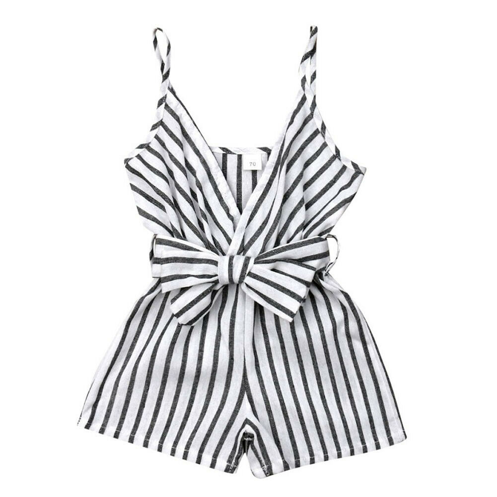 Spädbarn baby flicka randiga kläder ärmlös body outfit bomull