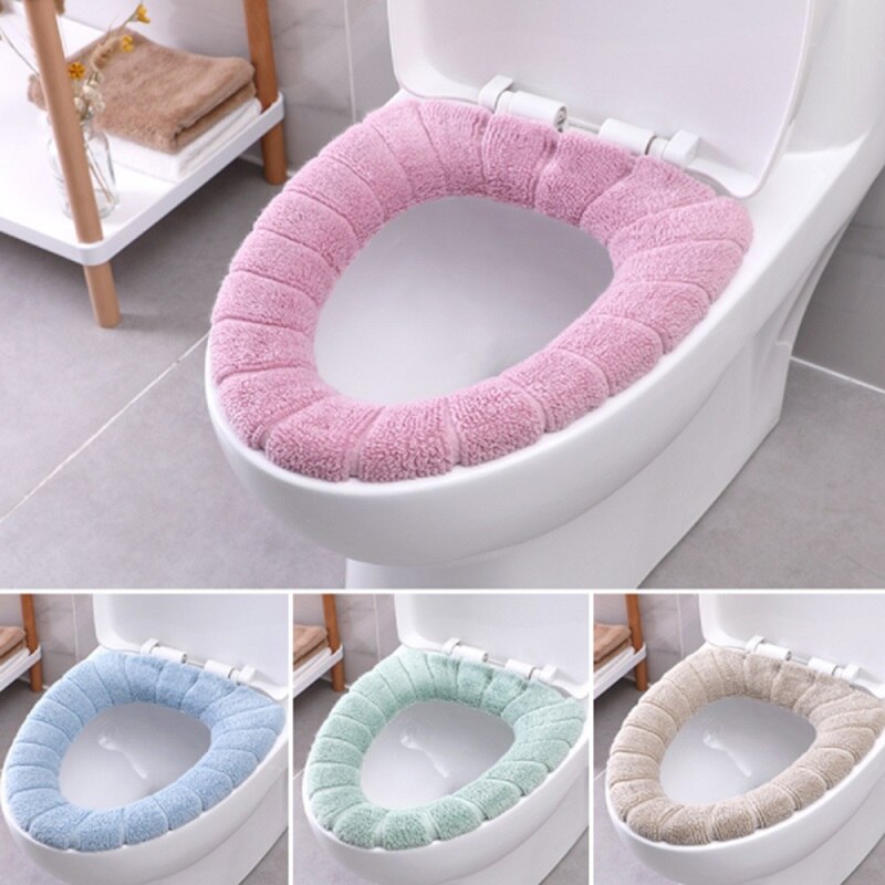 Comfortable Velvet Coral Bathroom Toilet Seat Cover Winter Toilet Cover Household Closestool Mat Seat Case Lid Cover