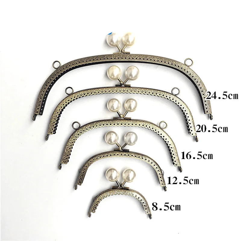 Zilveren DIY handgemaakte materialen halfronde geëmbosseerde bloemenkant parel sluiting tas accessoires handtas organizer benodigdheden