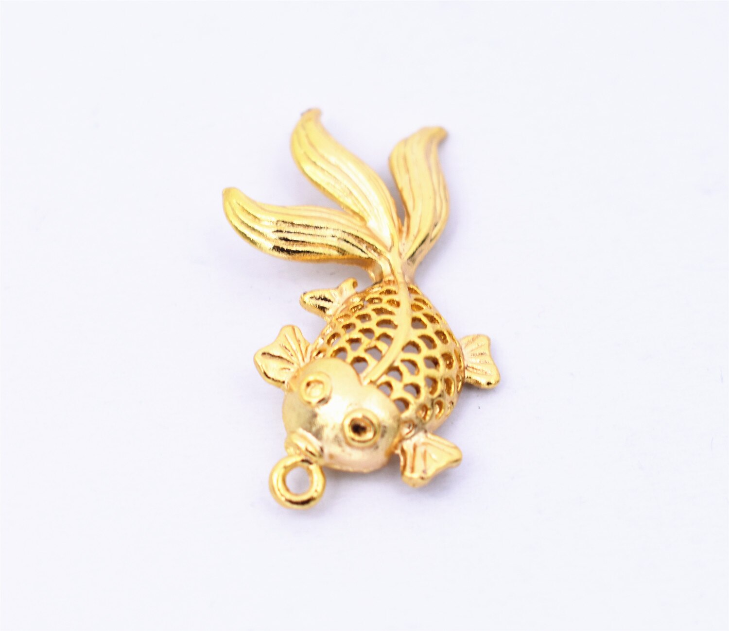 10 Stks/partij 33X18 Mm 4 Kleuren Plated Koper Materiaal Hollow Goldfish Bedels Hanger Diy Handgemaakte Sieraden Accessoires: Gold