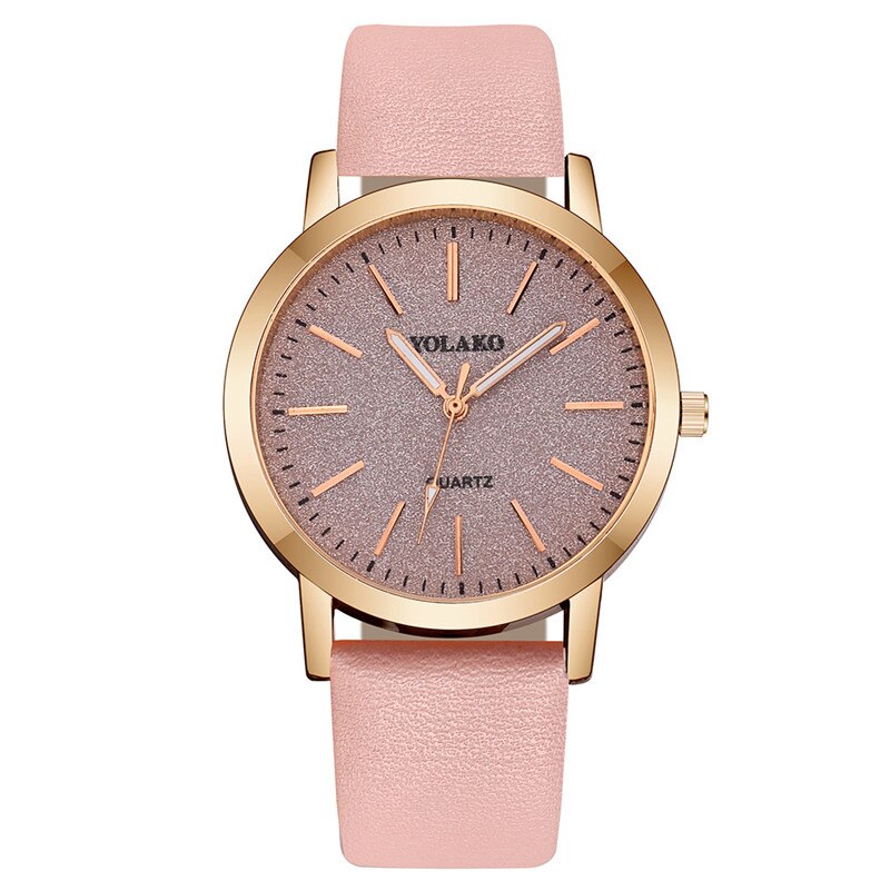 Yolako luksus dameklokker skinnbånd rundt enkel kvarts analog armbåndsur star dial casual kvinnelig klokke  xb40: Rosa