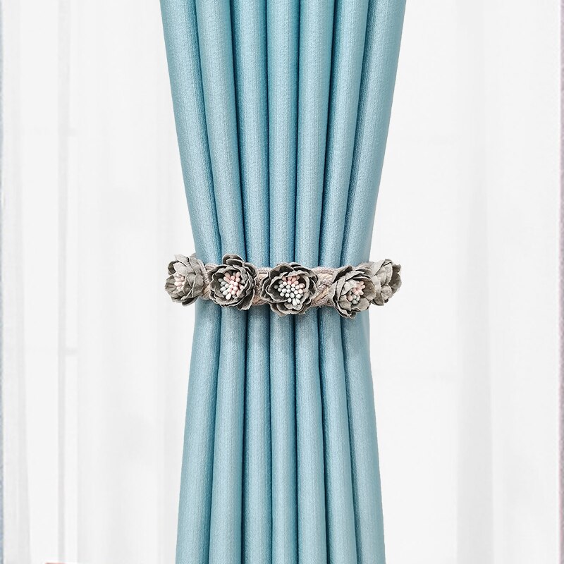 Pince à cordon pour rideaux, porte-rideau avec crochets et aimants: 1PCs Flowers3