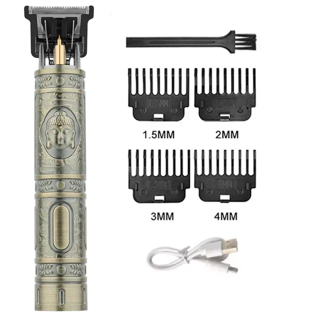 Professioneller Haarschneider, digitaler USB-wiederaufladbarer Haarschneider für Männer, Haarschnitt, Haarschneider, Friseurmaschine, Herren-Trimmer, Rasierer: Beige