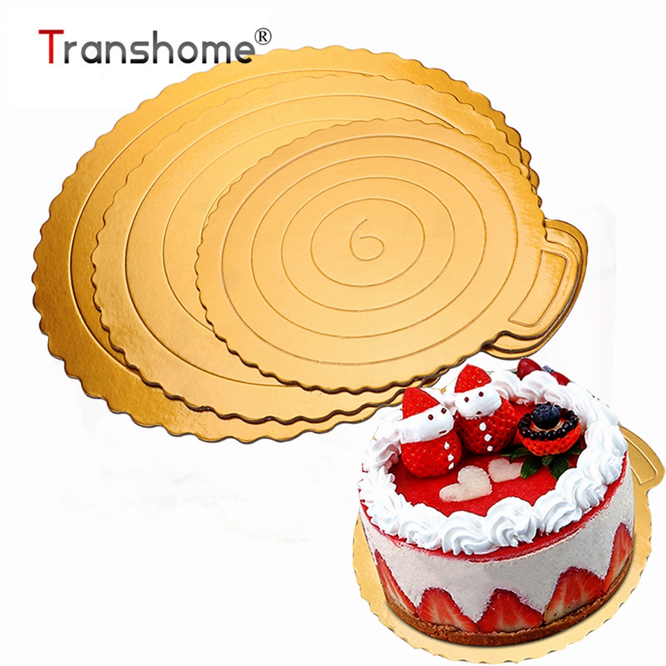 Transhome Baking Tools For Cakes 5 Pcs/set Cake Board Round Gold Cardboard Tray Cupcake Dessert Displays Tray Birthday Cake Tray