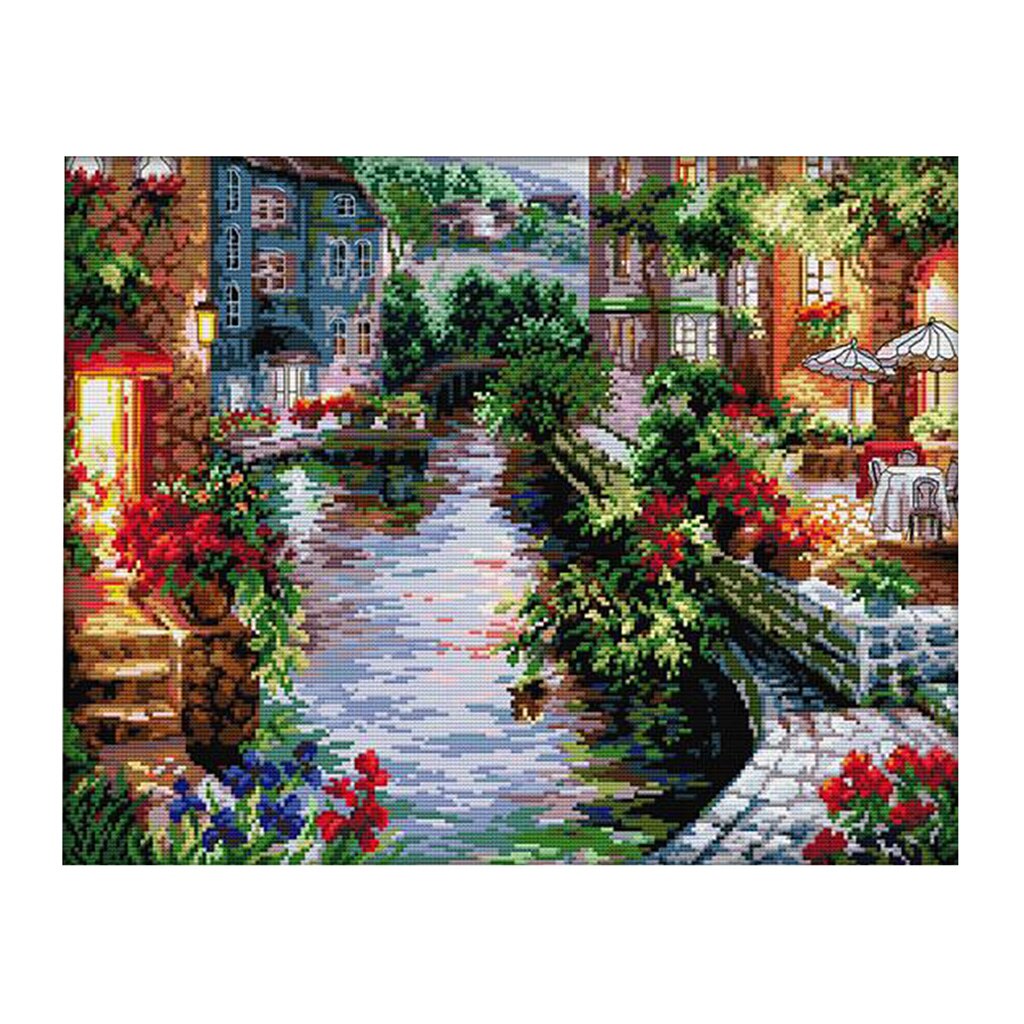 Cross Stitch Kits Embroidery Kit - The Lakeside House (Stamped) 14CT 48x40cm