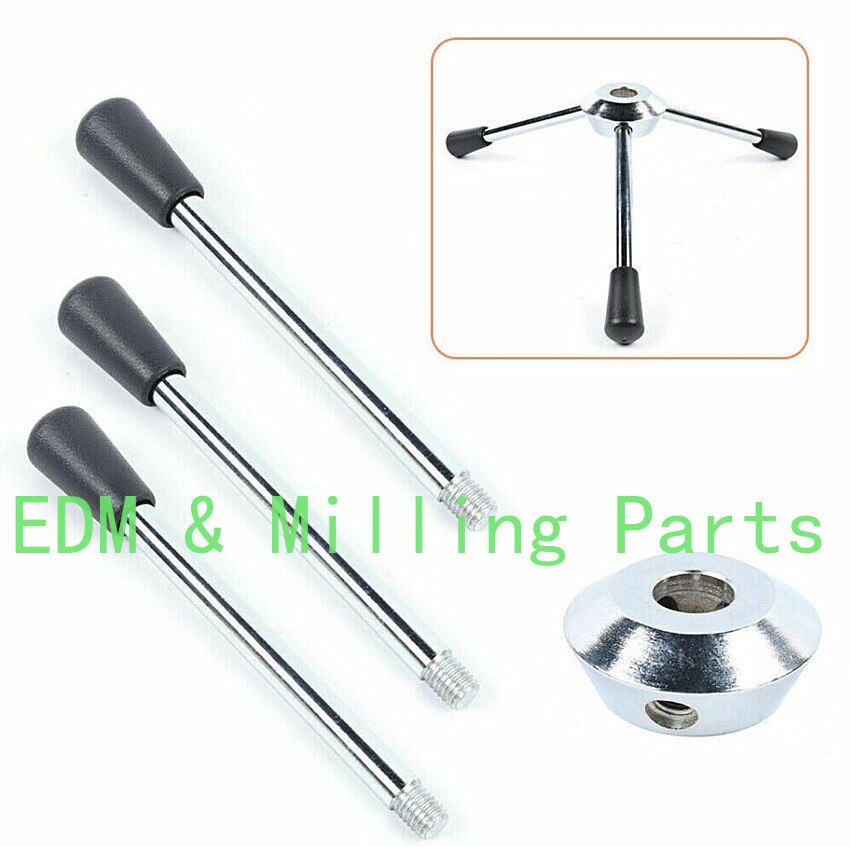 1Set Drill Press Milling Machines Parts - Feed Hub Wheel &amp; 3*195mm Handle For Z512-2 Z516 Z512B Z516B Z4116 Z4120 Z4120 Z4125