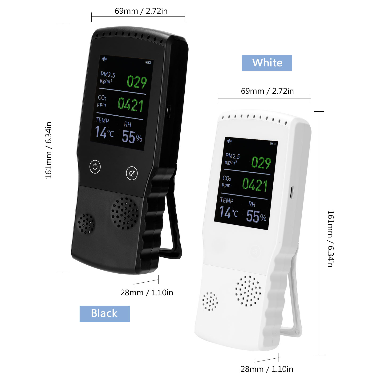 Air Detector CO2 Tester with Carbon Dioxide PM2.5 Value Electricity Quantity Temperature Humidity Display Function