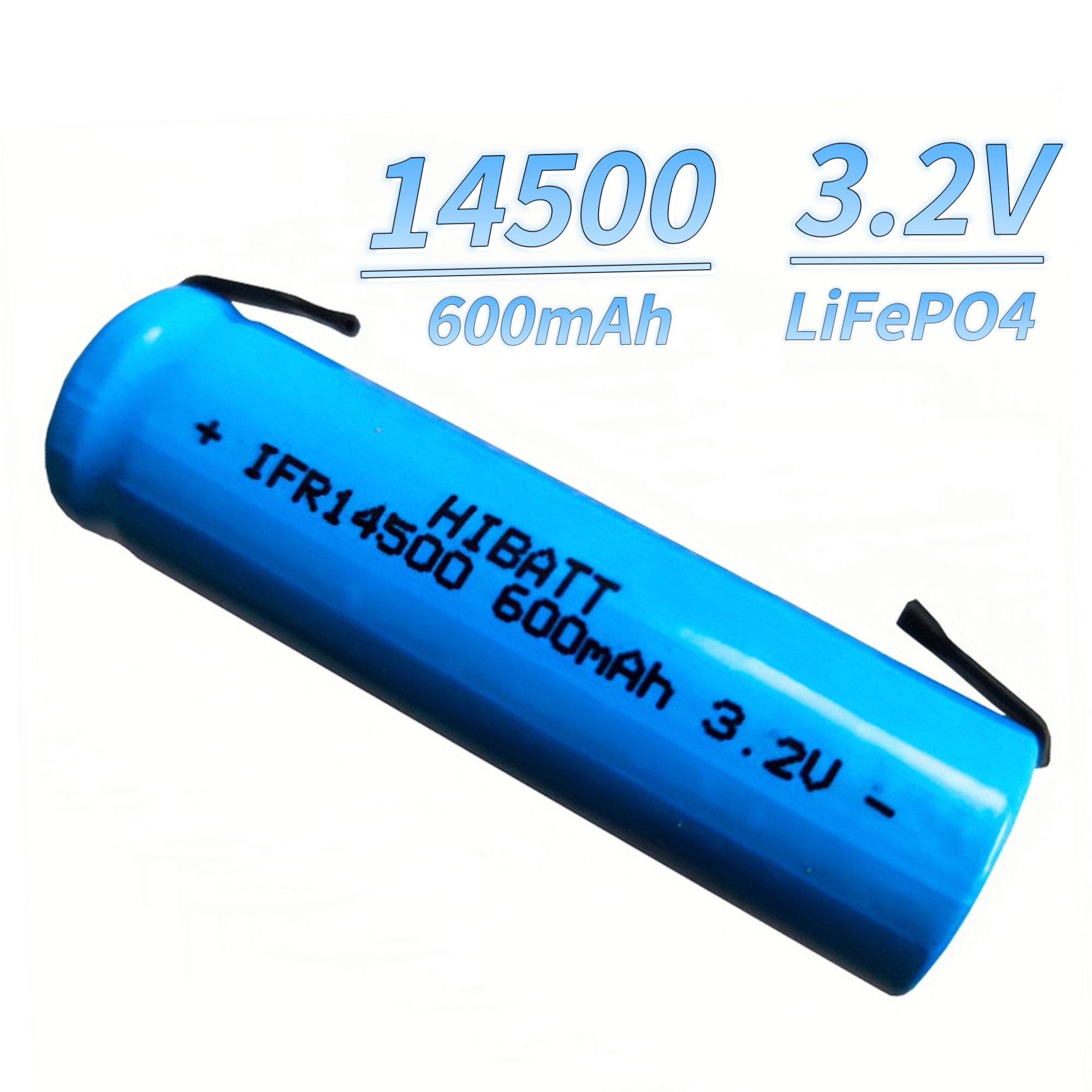 14500 LiFePO4-Akku 3,2 V 600 mAh mit Lötfahnen für Türklingel, Rasierer, Radio, Maus, elektrische Zahnbürste, Taschenlampe, Mikrofon, Spielzeug