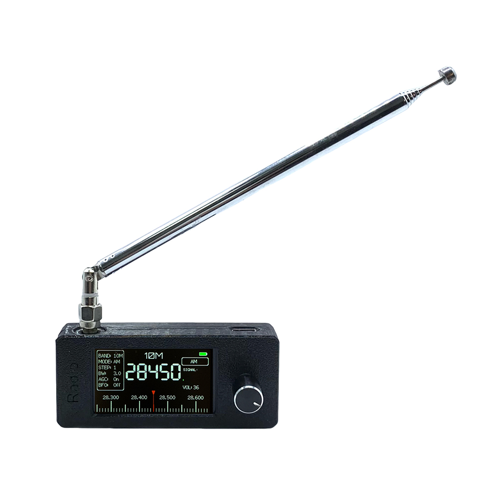 SI4732 Bærbar Radio Mottaker - 0.5-108MHz HF SW MW VHF LSB USB AM FM - Oppladbart Batteri: Svart