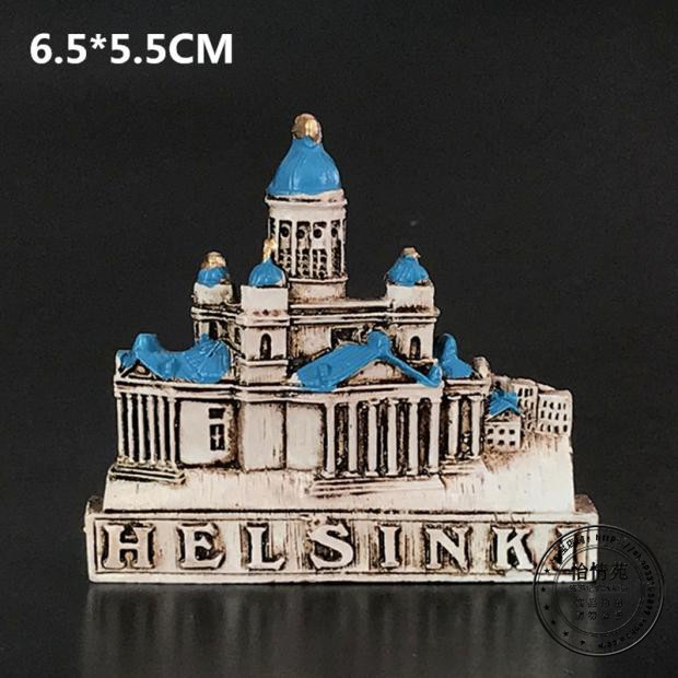 Finland Koelkast Helsinki Kathedraal Toeristische Souvenir 3D handgetekende Opluchting Hars Reizen Souvenir Keuken Magneet Decoraties