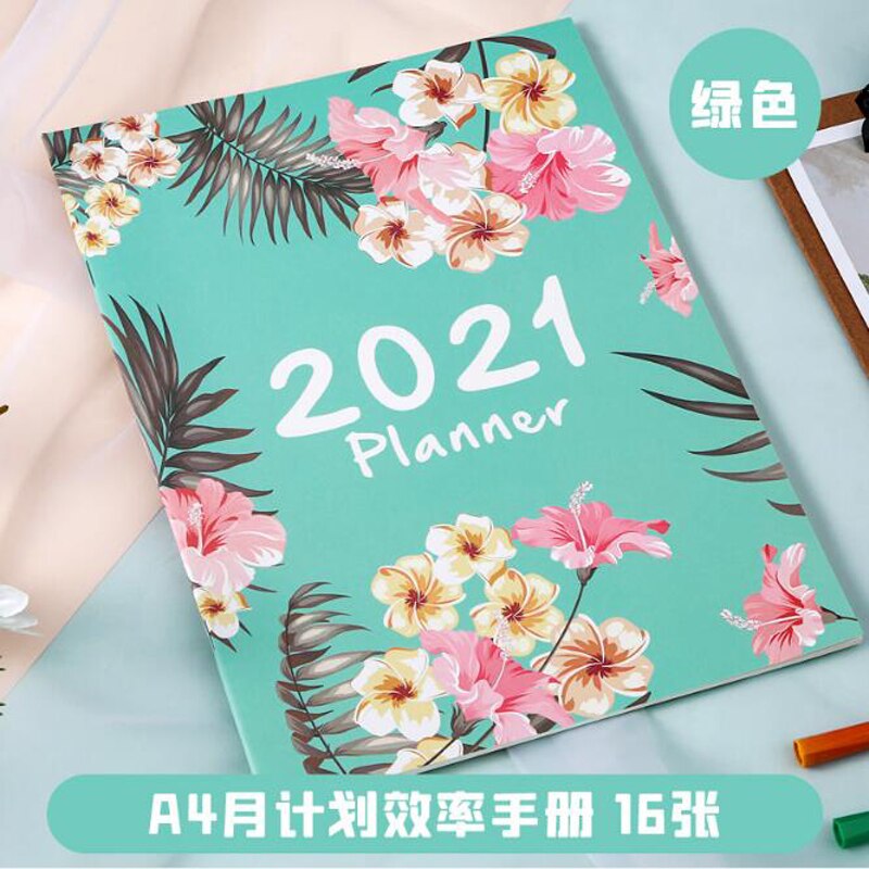 2pcs/set *A4 Monthly Agenda Planner Notebook Journal Organizer Plan Kawaii Writing Office Notepad Stationery
