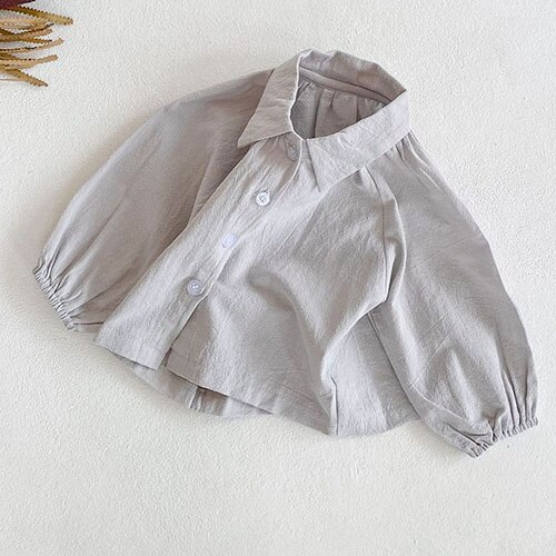 Engepapa Kinderen Kleding Koreaanse Stijl Lente Herfst Baby Baby Meisjes Effen Kleur Losse Lange Mouwen Katoenen Shirt: 94107Grey / 3T-100